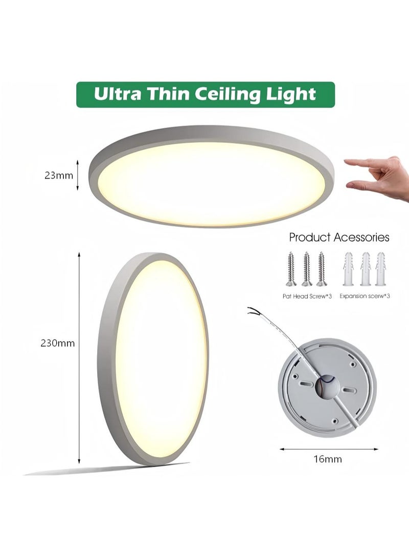 DUNISO Ceiling LED Panel Light, 3 Color Selectable Kitchen Light, Edge-Lit Flush Mount Ceiling Light Fixture for Kitchen, Bedroom, Laundry and Closet Room, White - Image 2